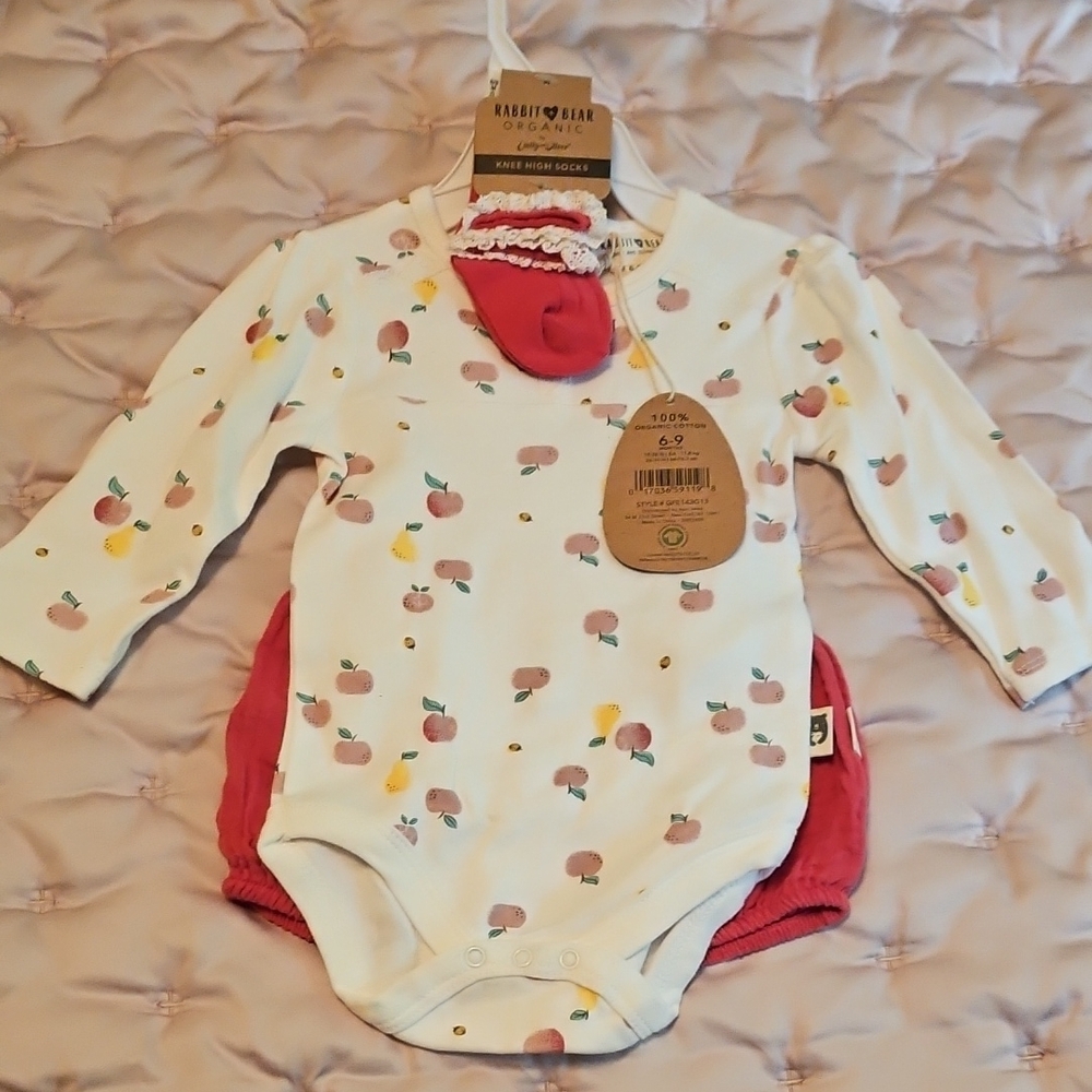 Rabbit + Bear Organic Set For Baby Girl 6-9m